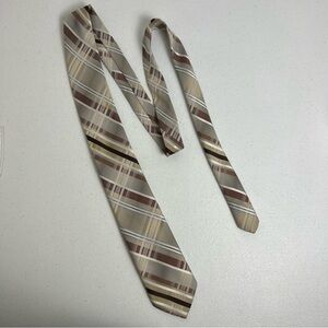 VTG Sears Plaid Necktie Beige Brown Gold Black 1970’s RN16484 Polyester 57 x 3